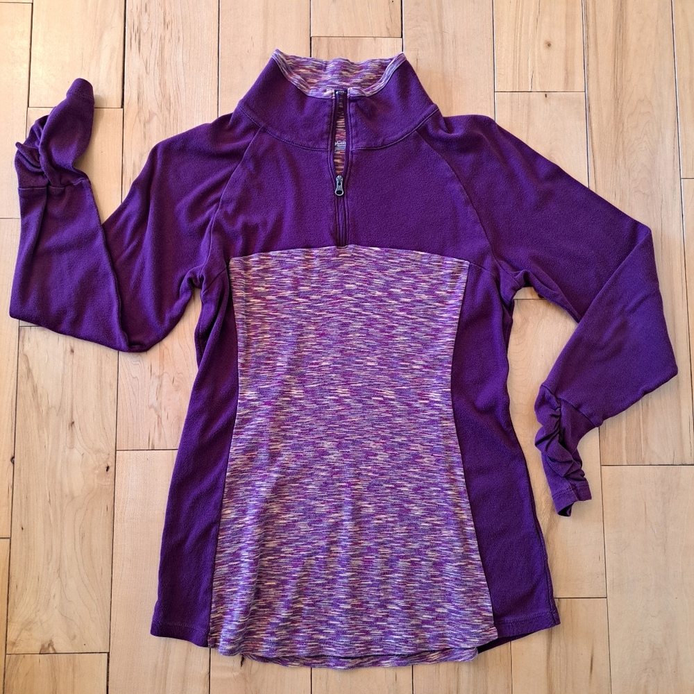 COLUMBIA 1/4 Zip Long Sleeve Mock Neck Color Block Shirt Medium